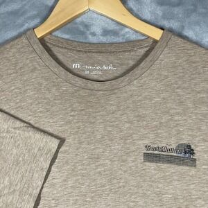TravisMathew Mens Medium Heather Tan Always On Vacation Graphic T-Shirt Tee